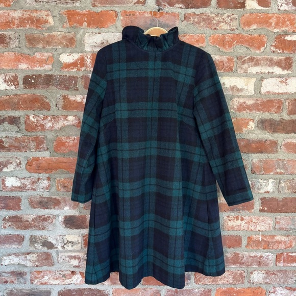 Tuckernuck Dresses & Skirts - Tuckernuck Blackwatch Plaid Daphne Dress Wool Blend Bow Ruffle Neck Size M